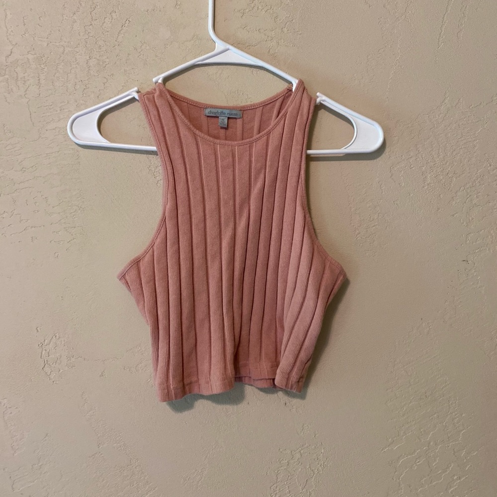 Pink Ribbed Crap Top